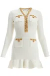Self-portrait Cream Knit Lurex Trim Mini Dress