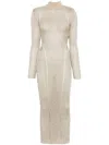 Self-portrait Ribbed Lurex Knit Turtleneck Maxi Dress