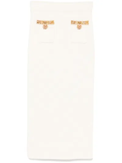 Self-portrait Knee-length Skirt With Textured Fabric And Gold Accents In Pattern