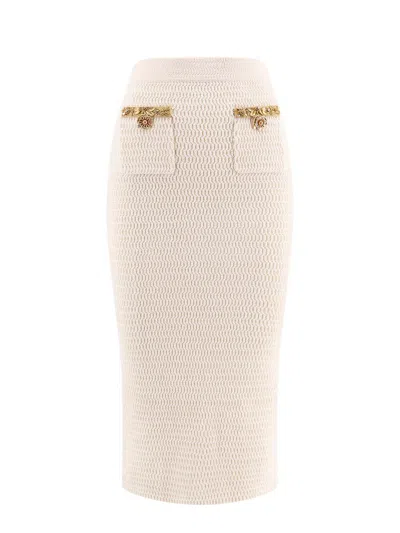 Self-portrait Self Portrait Skirt With Shimmering Crystals In Beige