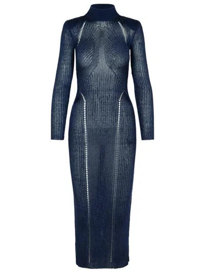 SELF-PORTRAIT SELF-PORTRAIT LUREX NAVY VISCOSE BLEND DRESS