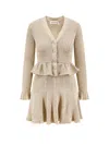 Self-portrait Metallic-effect Ruffled Knit Dress In Neutral