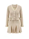 Self-portrait Metallic-effect Ruffled Knit Dress In Neutral