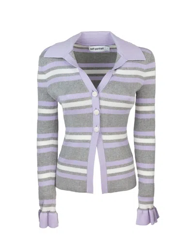SELF-PORTRAIT GREY STRIPE RIB JERSEY