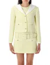 Self-portrait Yellow Wool Blend Bouclé Jacket In Yellow