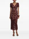 Self-portrait Womens Burgundy Floral Lace Bow-embellished Woven Midi Dress In Burgundy