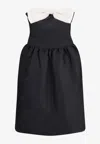 Self-portrait Taffeta Contrast-bow Midi Dress In Black