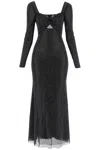 Self-portrait Self Portrait Maxi Dress In Rhinestone-embellished Mesh In Black (black)