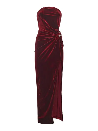 Self-portrait Maxi Velvet Dress In Purple