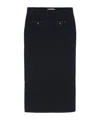 Self-portrait Midnight Blue Wool Blend Skirt In Black
