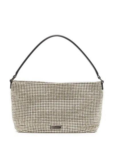 Self-portrait Small Diamante Shoulder Bag In Silver