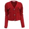 Self-portrait Melange Knit Cardigan In Red Wool