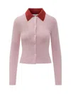 Self-portrait Self Portrait Women Wool Cardigan With Contrasting Collar In Pink