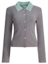 Self-portrait Buttoned Wool Cardigan In Gray