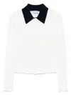 Self-portrait Button-front Cream Merino Wool Cardigan With Contrasting Collar In White