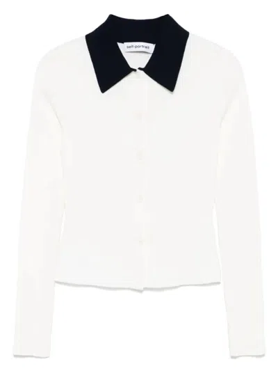 SELF-PORTRAIT SELF-PORTRAIT MERINO WOOL CARDIGAN WITH CONTRASTING COLLARSILHOUETTE