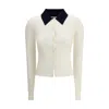 Self-portrait Self Portrait Women Wool Cardigan With Contrasting Collar In White