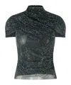 Self-portrait Self Portrait Black Polyester Blend Top In Black