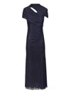 Self-portrait Mesh Midi Dress With Rhinestones Dresses Blue In Blue