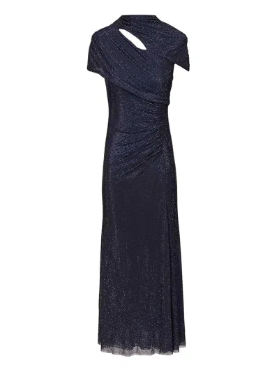 Self-portrait Mesh Midi Dress With Rhinestones Dresses Blue