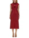 Self-portrait Red Rhinestone Fishnet Midi Dress In Red