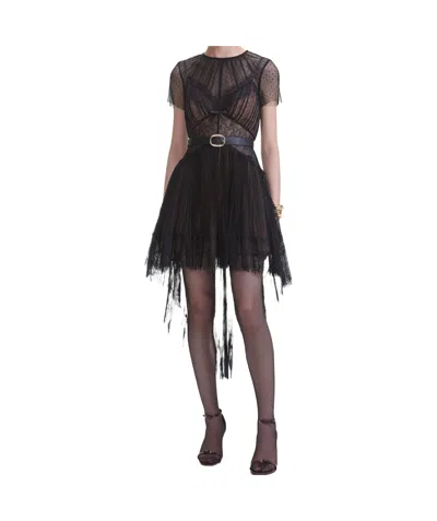 Self-portrait Mesh Mini Dress In Black