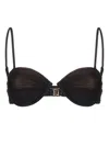 Self-portrait Ruched Bikini Top In Brown