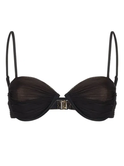 Self-portrait Ruched Bikini Top In Brown