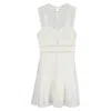 Self-portrait Meshed Lace Mini Sleeveless Dress In White Polyester In White