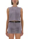 Self-portrait Metal Mesh Top In Purple