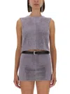 Self-portrait Metal Mesh Top In Purple