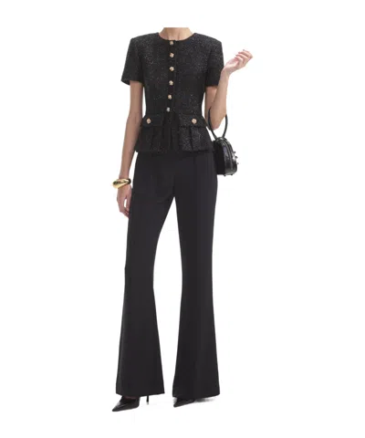 Self-portrait Metal Wire Loop Jumpsuit In Black