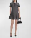 Self-portrait Metallic Boucle Pleated Mini Dress In Black