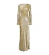 Self-portrait Long Dress In Gold Thread Dresses Gold