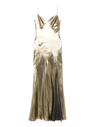 Self-portrait Metallic-effect Maxi Dress In Gold