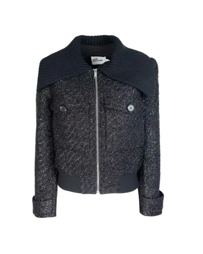 SELF-PORTRAIT METALLIC-EFFECT ZIP-UP JACKET