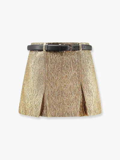 Self-portrait Metallic Gold Fabric Shorts/skirt