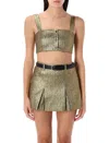 Self-portrait Gold Metallic Bandeau Top With Pleated Skirt