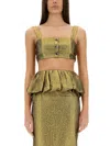 Self-portrait Metallic Jacquard Crop Top