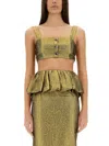 Self-portrait Metallic Jacquard Crop Top