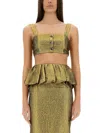 Self-portrait Metallic Jacquard Crop Top