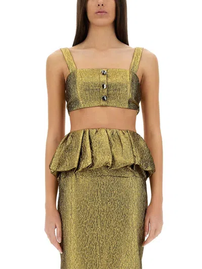 SELF-PORTRAIT SELF-PORTRAIT METALLIC JACQUARD CROP TOP