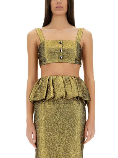 SELF-PORTRAIT SELF-PORTRAIT METALLIC JACQUARD CROP TOP
