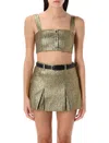 Self-portrait Metallic Jacquard Crop Top In Gold
