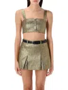 Self-portrait Gold Metallic Fabric Top In Gold