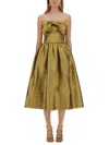 Self-portrait Metallic Jacquard Bow Midi Dress In Gold