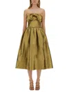 Self-portrait Metallic Jacquard Bow Midi Dress In Gold
