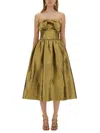 Self-portrait Metallic Jacquard Bow Midi Dress In Gold