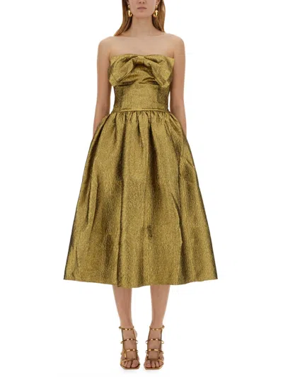 Self-portrait Self Portrait Metallic Jacquard Midi Dress In Gold