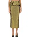 Self-portrait Women's Metallic Jacquard Midi Skirt In Gold